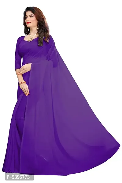 FANCY NINE Purple Georgette Casual Wear Dyed Saree With Unstiched Blouse-thumb2