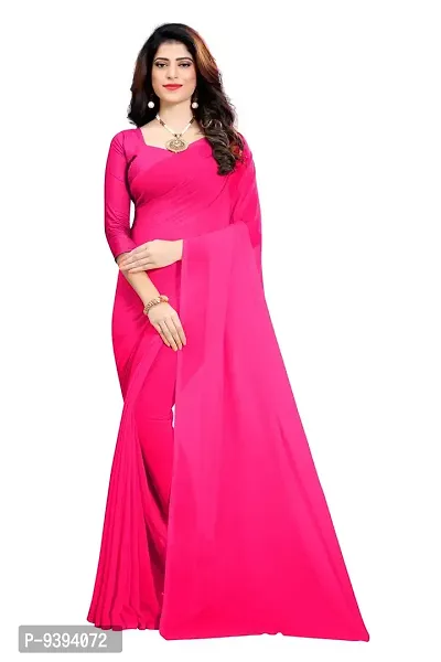 FANCYNINE Dark dark pink Georgette CasuaWear Dyed Saree With Unstiched Blouse-thumb0