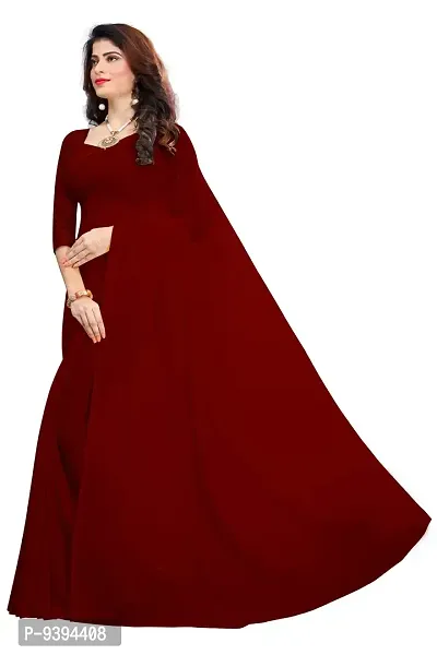 FANCY NINE Maroon Georgette Casual Wear Dyed Saree With Unstiched Blouse-thumb2