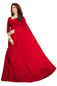 FANCY NINE light_crimson Georgette Casual Wear Dyed Saree With Unstiched Blouse-thumb1