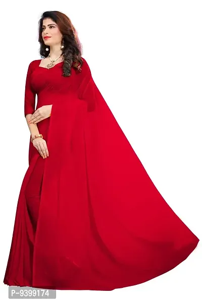 FANCY NINE light_crimson Georgette Casual Wear Dyed Saree With Unstiched Blouse-thumb2