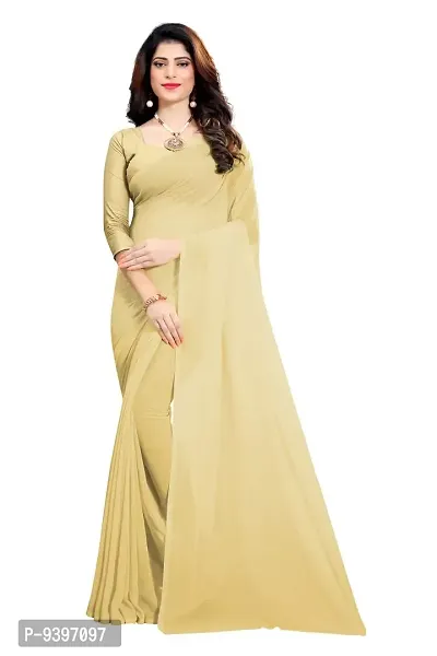 FANCY NINE Chiku Georgette Casual Wear Dyed Saree With Unstiched Blouse-thumb0