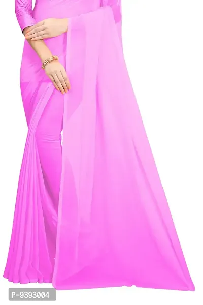 FANCYNINE Women's Georgette Casual Wear Dyed Saree with Blouse (FS279FS601, Pink)-thumb4