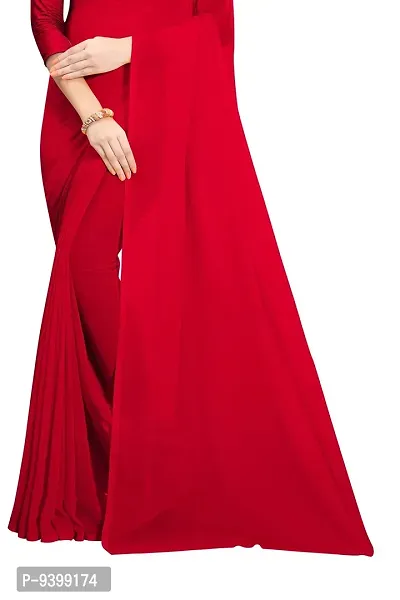 FANCY NINE light_crimson Georgette Casual Wear Dyed Saree With Unstiched Blouse-thumb4