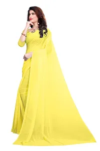 FANCY NINE light_yellow Georgette Casual Wear Dyed Saree With Unstiched Blouse-thumb1