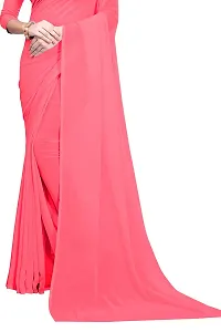 FANCY NINE Baby_pink Georgette Casual Wear Dyed Saree With Unstiched Blouse-thumb3