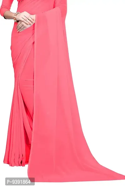 FANCY NINE Baby_pink Georgette Casual Wear Dyed Saree With Unstiched Blouse-thumb4