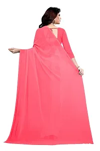 FANCY NINE Baby_pink Georgette Casual Wear Dyed Saree With Unstiched Blouse-thumb2