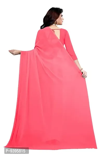 FANCY NINE Baby_pink Georgette Casual Wear Dyed Saree With Unstiched Blouse-thumb3