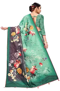 FANCYNINE Green & Blue Women's Floral Zara Silk Saree With Blouse Piece-thumb3