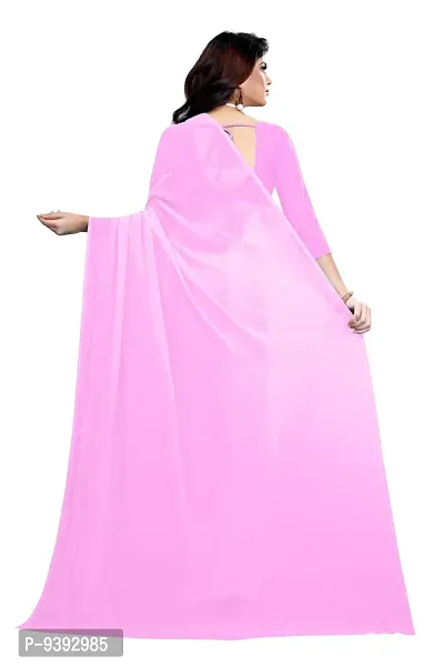 FANCY NINE light_baby_pink Georgette Casual Wear Dyed Saree With Unstiched Blouse-thumb3