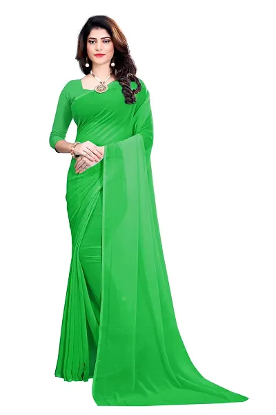 FANCY NINE Georgette Casual Wear Dyed Saree With Unstiched Blouse