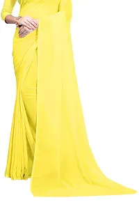 FANCY NINE light_yellow Georgette Casual Wear Dyed Saree With Unstiched Blouse-thumb3