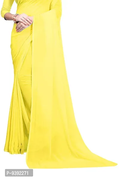 FANCY NINE light_yellow Georgette Casual Wear Dyed Saree With Unstiched Blouse-thumb4