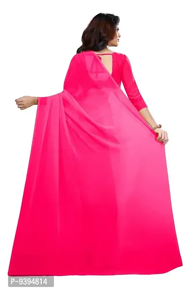 FANCY NINE Pink Georgette Casual Wear Dyed Saree With Unstiched Blouse-thumb3