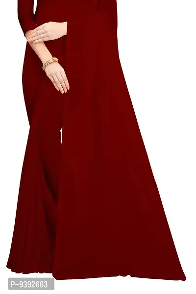 FANCY NINE Maroon Georgette Casual Wear Dyed Saree With Unstiched Blouse-thumb4