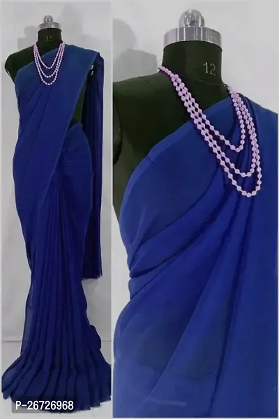 Georgette Casual Wear Dyed Saree With Unstitched Blouse