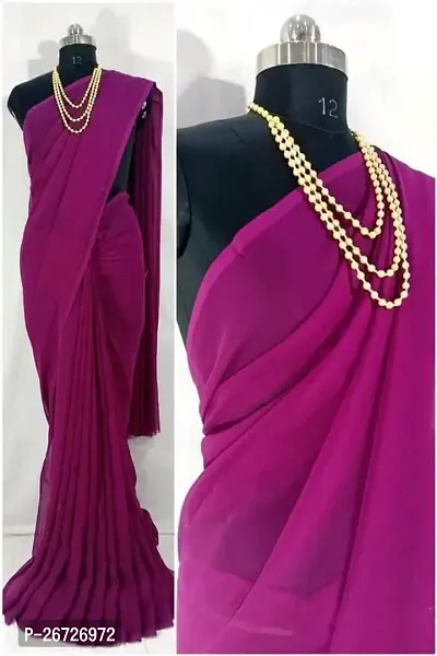 Georgette Casual Wear Dyed Saree With Unstitched Blouse-thumb0