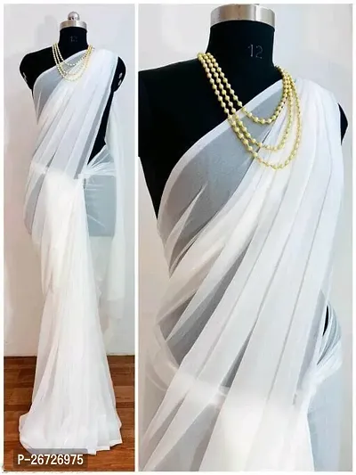 Georgette Casual Wear Dyed Saree With Unstitched Blouse