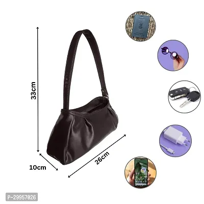 Stylish Brown Artificial Leather Solid Handbags For Women-thumb2