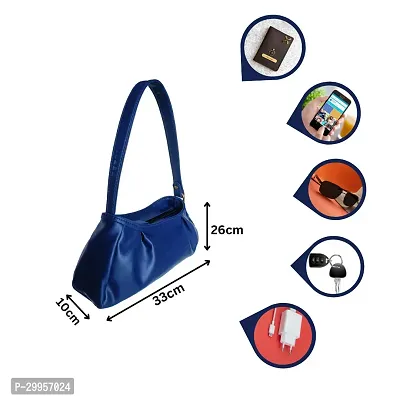 Stylish Blue Artificial Leather Solid Handbags For Women-thumb2