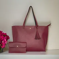 Stylish Maroon Artificial Leather Solid Handbags For Women-thumb1