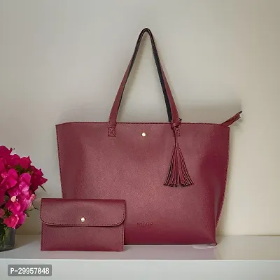 Stylish Maroon Artificial Leather Solid Handbags For Women-thumb2