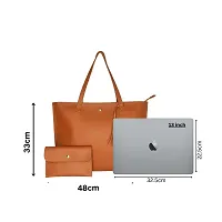 Stylish Tan Artificial Leather Solid Handbags For Women-thumb2