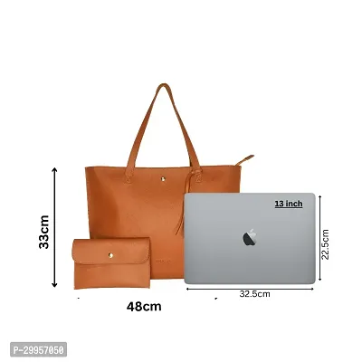 Stylish Tan Artificial Leather Solid Handbags For Women-thumb3