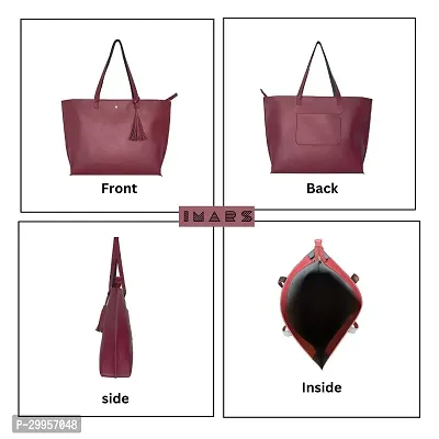 Stylish Maroon Artificial Leather Solid Handbags For Women-thumb4