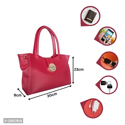 Stylish Red Artificial Leather Solid Handbags For Women-thumb2