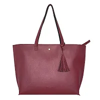 Stylish Maroon Artificial Leather Solid Handbags For Women-thumb4