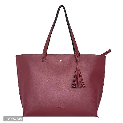 Stylish Maroon Artificial Leather Solid Handbags For Women-thumb5