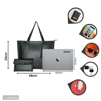 Stylish Black Artificial Leather Solid Handbags For Women-thumb3