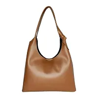 Stylish Brown Vegan Leather Solid Tote Bags For Women-thumb2