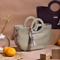 Stylish Green Artificial Leather Solid Handbags For Women-thumb2