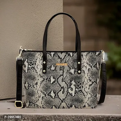 Stylish Black Artificial Leather Printed Handbags For Women