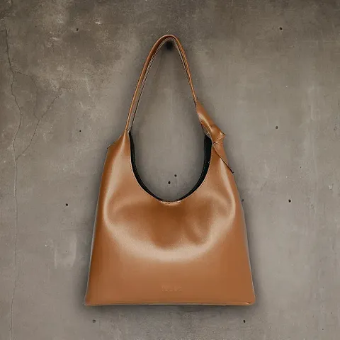 Stylish Vegan Leather Solid Tote Bags For Women