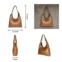 Stylish Brown Vegan Leather Solid Tote Bags For Women-thumb1