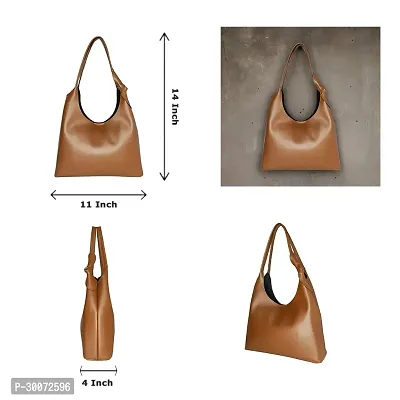 Stylish Brown Vegan Leather Solid Tote Bags For Women-thumb2