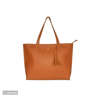 Stylish Tan Artificial Leather Solid Handbags For Women-thumb5