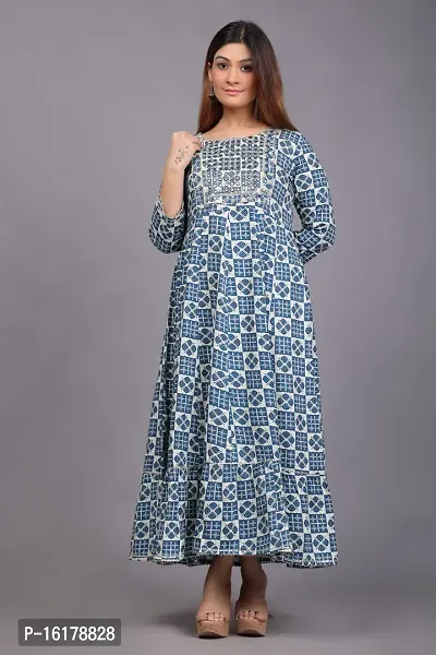 Stylish Anarkali Turquoise Rayon Kurta