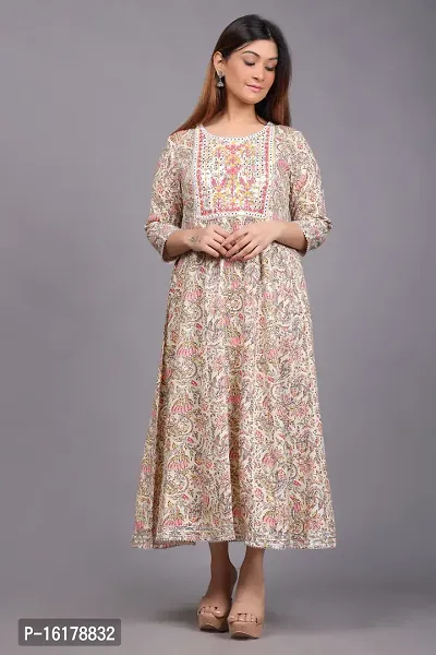 Stylish Anarkali Cream Rayon Kurta