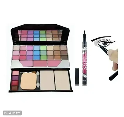 makeup kit eyeshadow 6155 with 36h eyeliner black 1pc makeup combo-thumb0