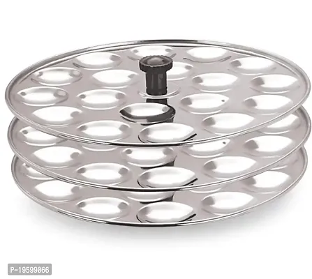 Steeple Stainless Steel Small/Mini Idli Maker/Stand (Silver) 3 Plate Stand/Maker/Pot Induction Idli Maker (3 Plates, 54 Idlis)-thumb0