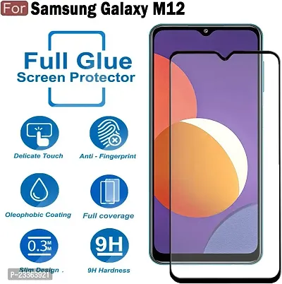 Samsung M12 / A12 / F12 Tempered Glass | Screen Protector Full Glue Coverage Edge to Edge Tempered Glass for Samsung Galaxy M12 / A12 / F12-thumb2