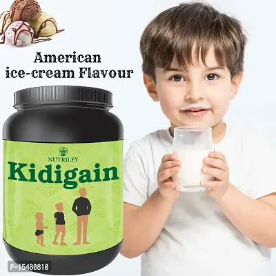 Nutriley Kidigain - Nutritional Supplement for Kids kids height and weight increase products, kids height and weight gainer powder, kids height , kids height growth American Ice Cream Flavour 500 G-thumb0