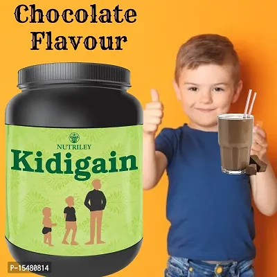 Nutriley Kidigain - Nutritional Supplement for Kids kids height and weight increase products, kids height and weight gainer powder, kids height , kids height growth Chocolate Flavour 500 G