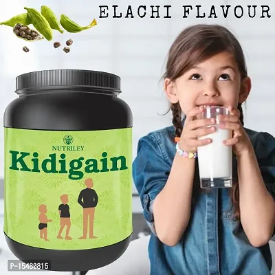 Nutriley Kidigain - Nutritional Supplement for Kids kids height and weight increase products, kids height and weight gainer powder, kids height , kids height growth Elachi Flavour 500 G-thumb0