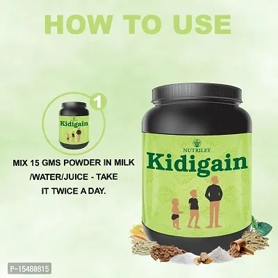 Nutriley Kidigain - Nutritional Supplement for Kids kids height and weight increase products, kids height and weight gainer powder, kids height , kids height growth Elachi Flavour 500 G-thumb2